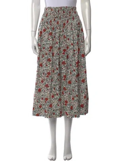 Pre-owned The Great Floral Print Midi Length Skirt In Neutral