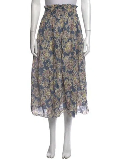 Pre-owned The Great Floral Print Midi Length Skirt In Neutral