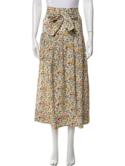 Pre-owned The Great Floral Print Midi Length Skirt In Neutral