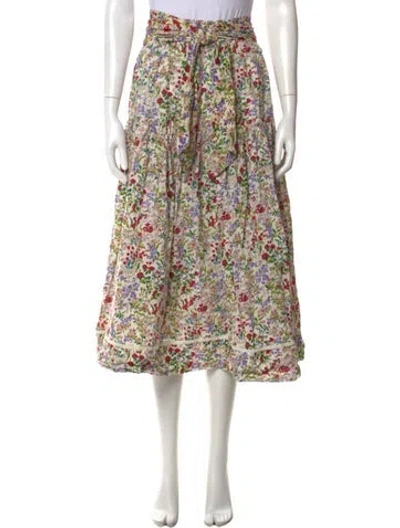 Pre-owned The Great Floral Print Midi Length Skirt In Neutral