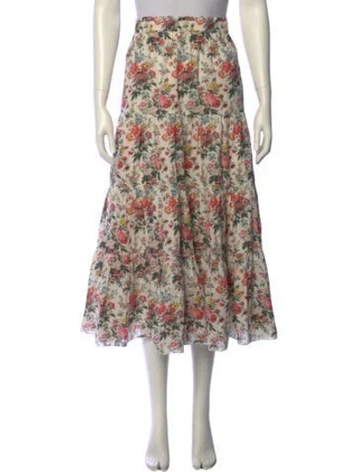 Pre-owned The Great Floral Print Midi Length Skirt In Neutrals
