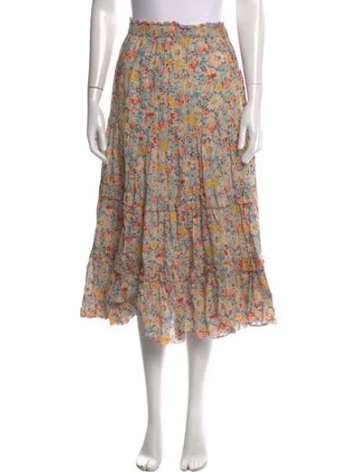 Pre-owned The Great Floral Print Midi Length Skirt In Neutrals