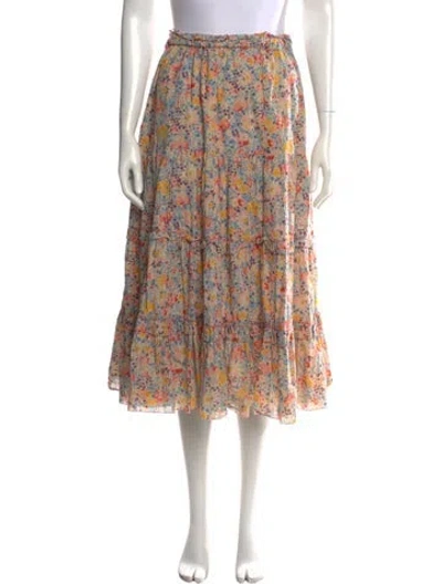 Pre-owned The Great Floral Print Midi Length Skirt In Neutrals