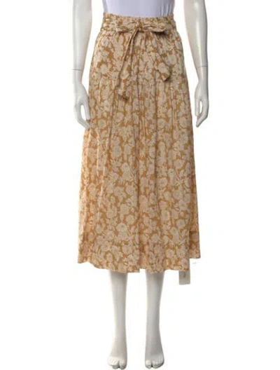 Pre-owned The Great Floral Print Midi Length Skirt In Neutrals