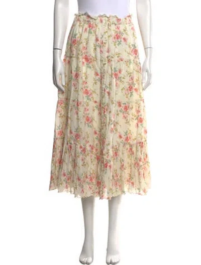 Pre-owned The Great Floral Print Midi Length Skirt In Neutrals