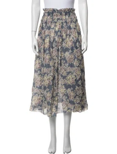 Pre-owned The Great Floral Print Midi Length Skirt In Neutrals