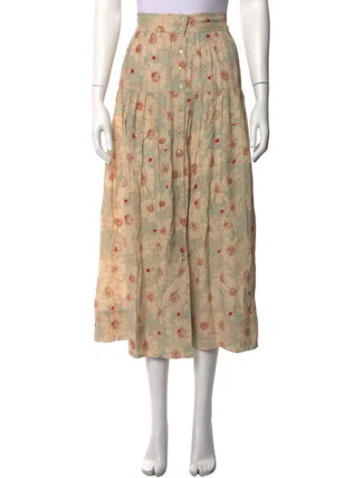 Pre-owned The Great Floral Print Midi Length Skirt In Neutrals