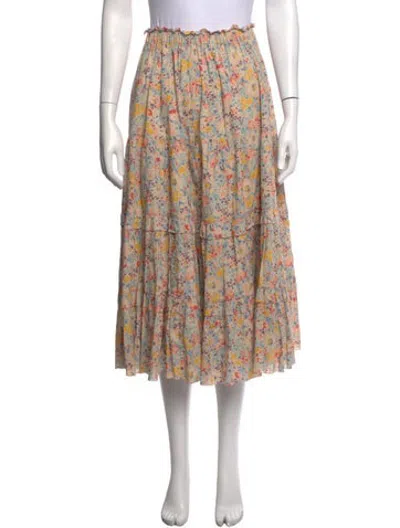 Pre-owned The Great Floral Print Midi Length Skirt In Neutrals
