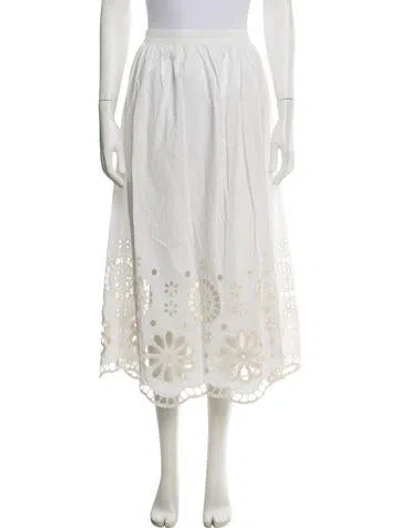 Pre-owned The Great Floral Print Midi Length Skirt In Neutrals/white