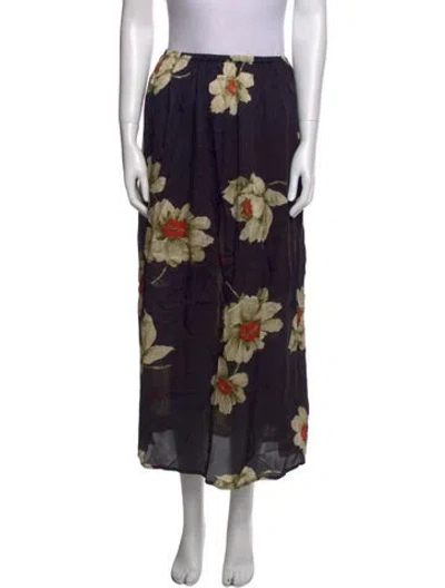 Pre-owned The Great Floral Print Midi Length Skirt In Purple