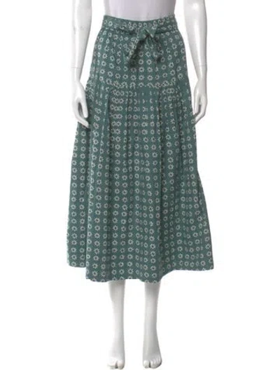 Pre-owned The Great Floral Print Midi Length Skirt W/ Tags In Green