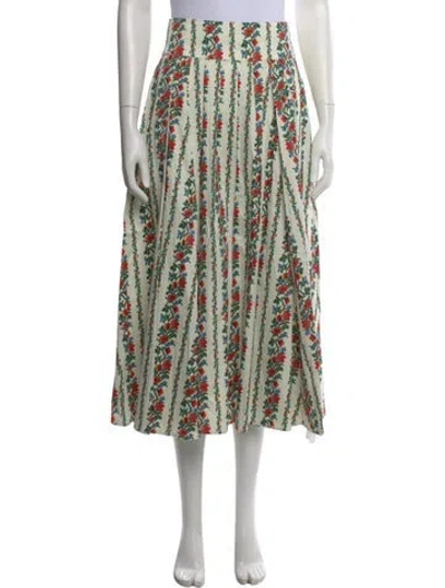 Pre-owned The Great Floral Print Midi Length Skirt W/ Tags In Green