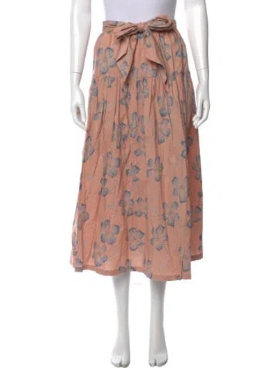 Pre-owned The Great Floral Print Midi Length Skirt W/ Tags In Pink