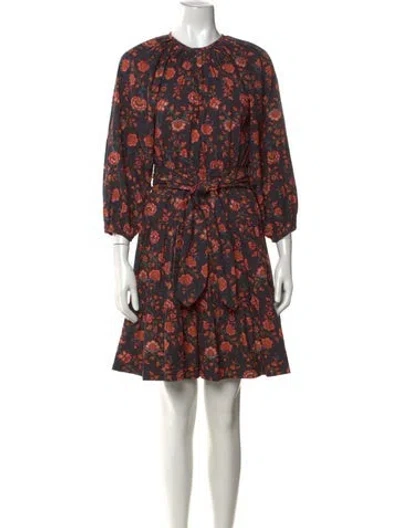 Pre-owned The Great Floral Print Mini Dress In Blue