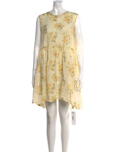 Pre-owned The Great Floral Print Mini Dress In Green/yellow
