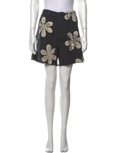 Pre-owned The Great Floral Print Mini Shorts In Black