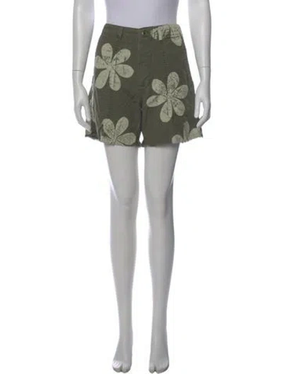 Pre-owned The Great Floral Print Mini Shorts In Green