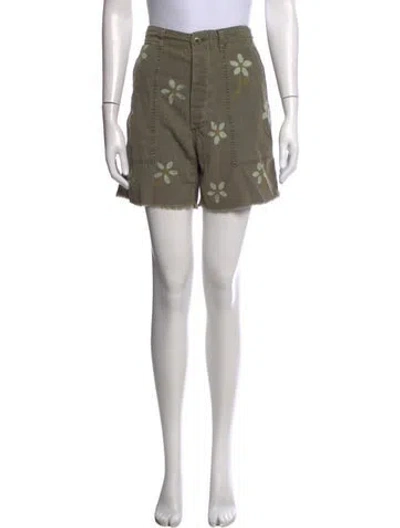 Pre-owned The Great Floral Print Mini Shorts In Green