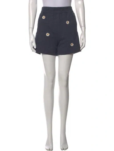 Pre-owned The Great Floral Print Mini Shorts W/ Tags In Grey