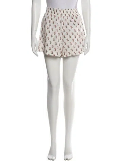Pre-owned The Great Floral Print Mini Shorts W/ Tags In White