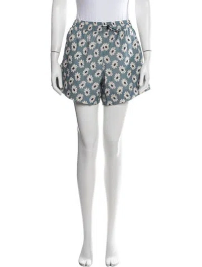 Pre-owned The Great Floral Print Mini Shorts In White