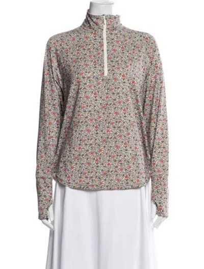 Pre-owned The Great Floral Print Mock Neck Sweater In Neutrals