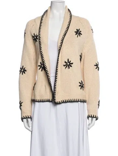 Pre-owned The Great Floral Print Open Front Sweater In Neutrals