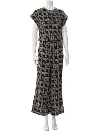 Pre-owned The Great Floral Print Pant Set In Blue