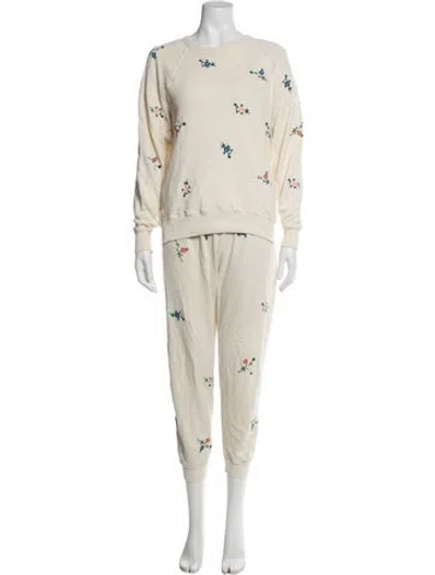 Pre-owned The Great Floral Print Pant Set In Neutrals