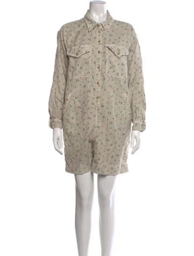 Pre-owned The Great Floral Print Romper In Neutrals