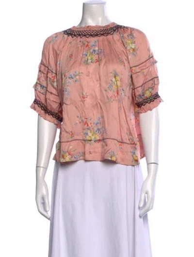 Pre-owned The Great Floral Print Scoop Neck Blouse In Multi