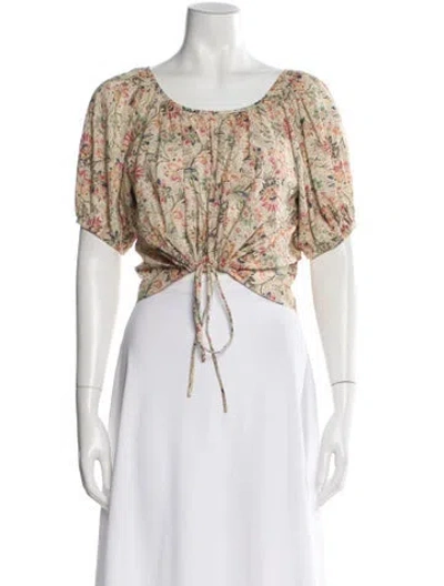 Pre-owned The Great Floral Print Scoop Neck Crop Top In Multi