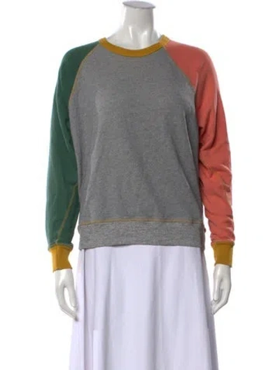 Pre-owned The Great Floral Print Scoop Neck Sweater In Grey