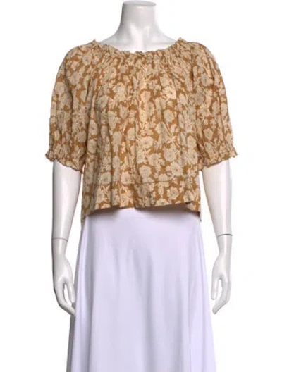 Pre-owned The Great Floral Print Scoop Neck Top In Neutrals