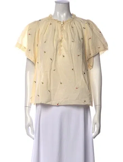 Pre-owned The Great Floral Print Scoop Neck Top In Neutrals