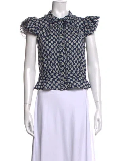 Pre-owned The Great Floral Print Short Sleeve Top In Multi