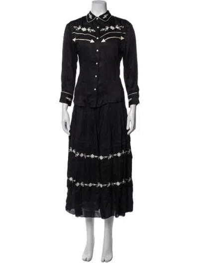 Pre-owned The Great Floral Print Skirt Set W/ Tags In Black
