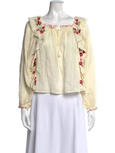 Pre-owned The Great Floral Print Square Neckline Blouse In Neutral