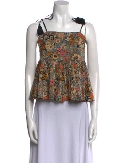 Pre-owned The Great Floral Print Square Neckline Crop Top In Multi