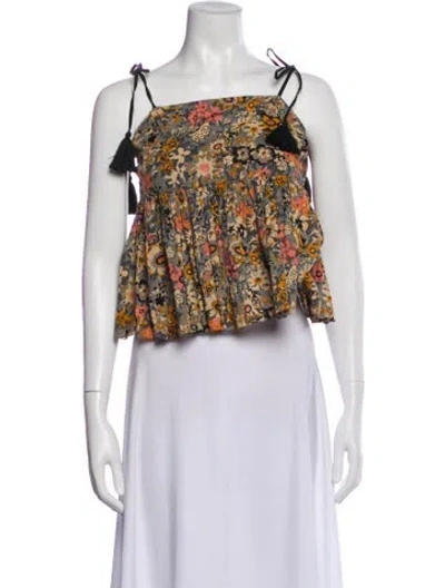 Pre-owned The Great Floral Print Square Neckline Crop Top In Multi