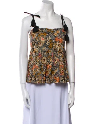 Pre-owned The Great Floral Print Square Neckline Crop Top W/ Tags In Neutral