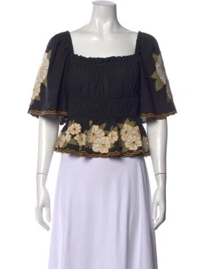Pre-owned The Great Floral Print Square Neckline Top In Multi