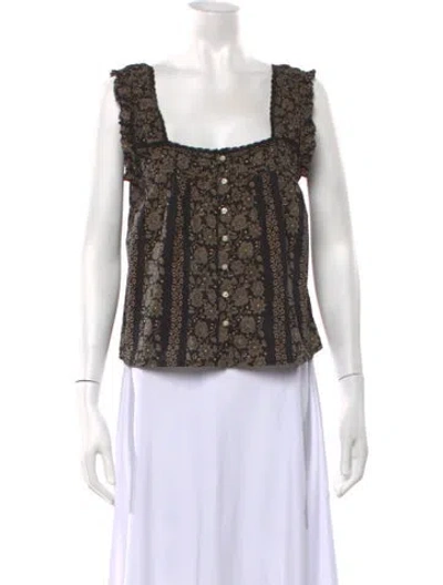 Pre-owned The Great Floral Print Square Neckline Top In Multicolor
