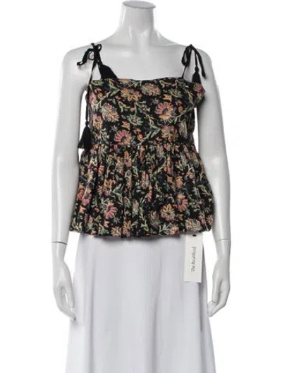 Pre-owned The Great Floral Print Square Neckline Top In Neutrals