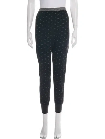 Pre-owned The Great Floral Print Straight Leg Pants In Black