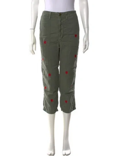 Pre-owned The Great Floral Print Straight Leg Pants In Green