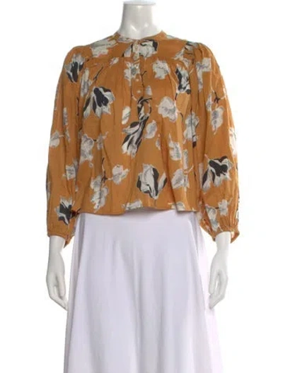Pre-owned The Great Floral Print Three-quarter Sleeve Blouse In Multi
