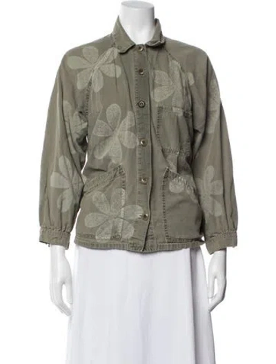 Pre-owned The Great Floral Print Utility Jacket In Green