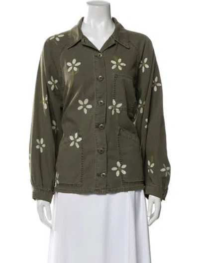 Pre-owned The Great Floral Print Utility Jacket In Green