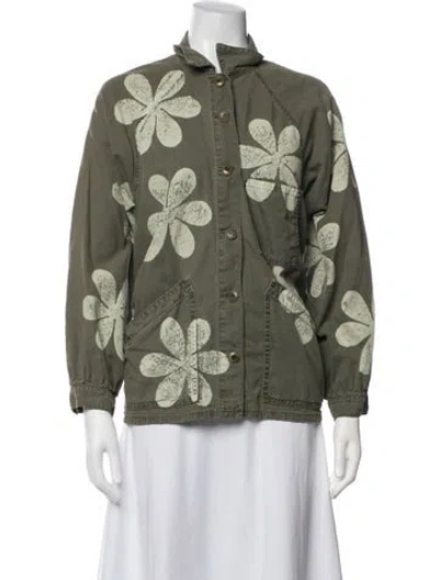 Pre-owned The Great Floral Print Utility Jacket In Green